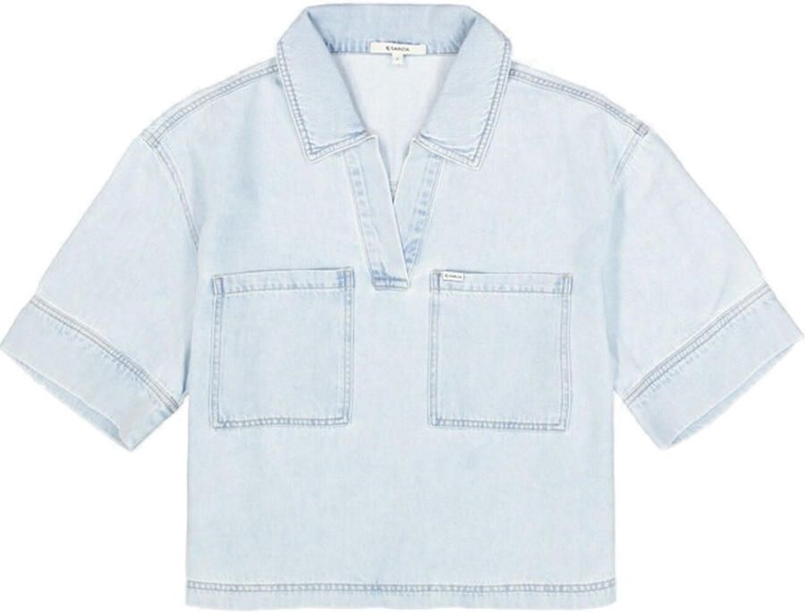 Garcia cropped top light blue denim - Foto 3