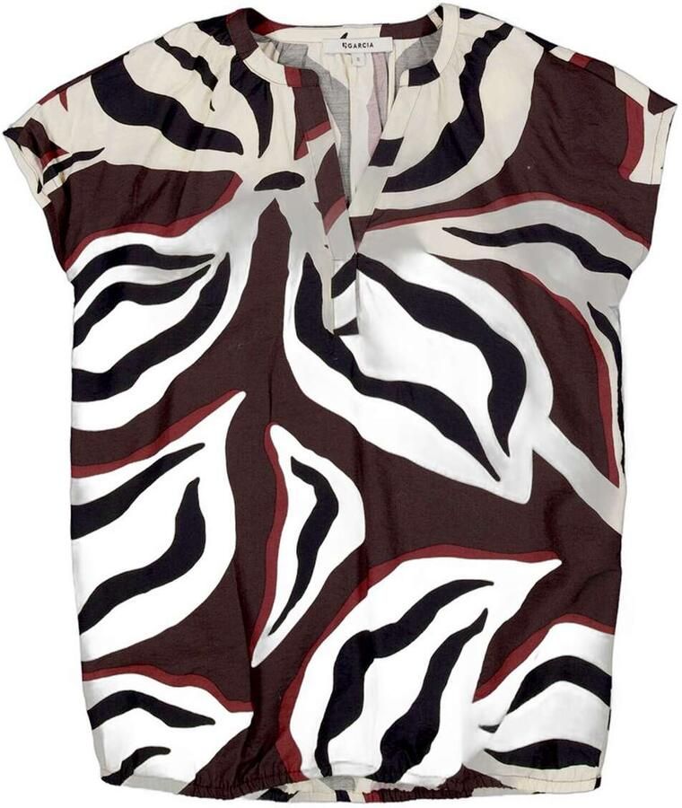 Garcia blousetop met print bruin - Foto 3
