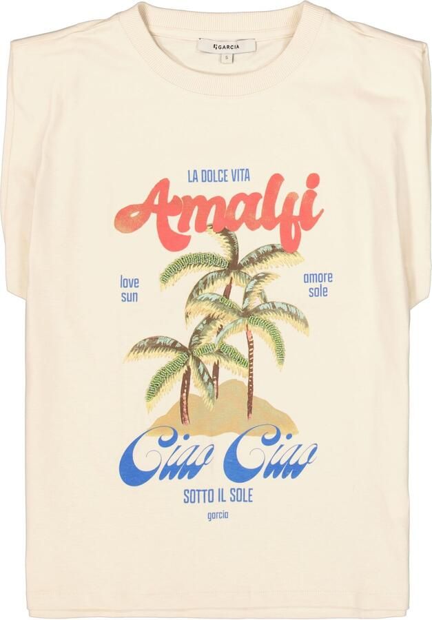 Garcia t-shirt met print ecru - Foto 3