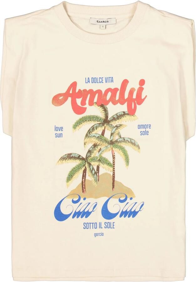 Garcia t-shirt met print ecru - Foto 3