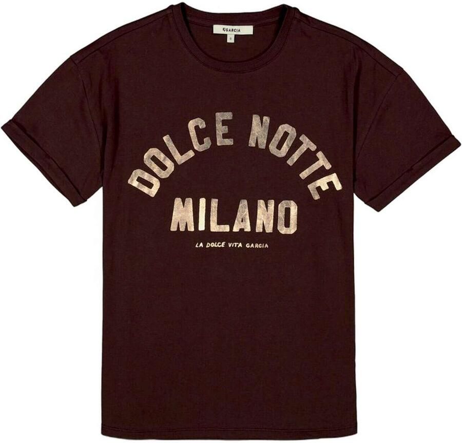 Garcia T-shirt met print bruin - Foto 3