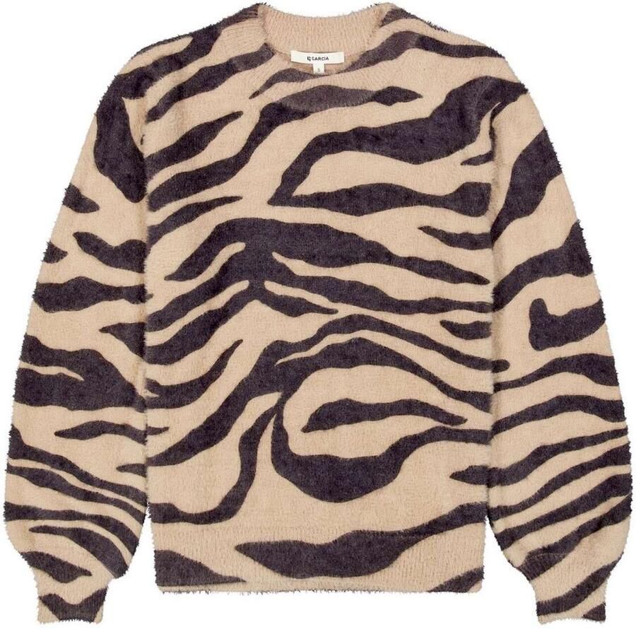 Garcia trui met zebraprint beige