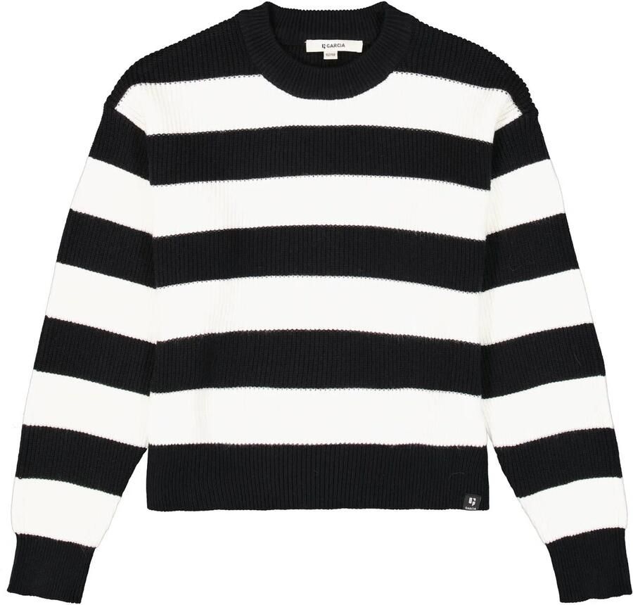 Garcia Gebreide pullover met ribboorden - Foto 3