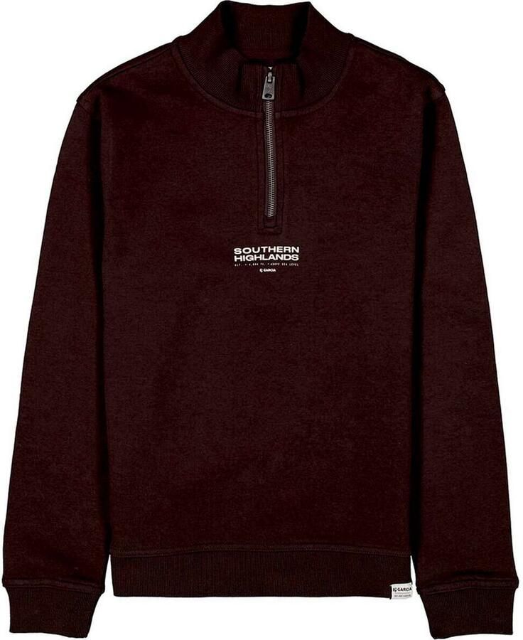 Garcia rechtvallende sweater met tekst donkerbruin