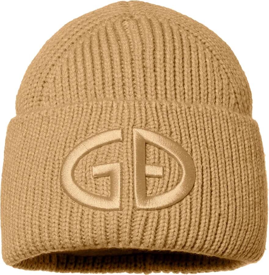 Goldbergh Gebreide muts met logo Valerie beige
