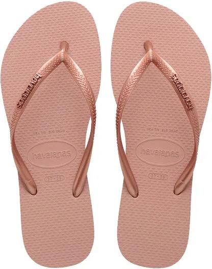 Havaianas Slim Logo Metallic Rose Gold Beach Slipper Dames