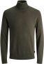 JACK & JONES ESSENTIALS fijngebreide coltrui JJEEMIL olive night - Thumbnail 2