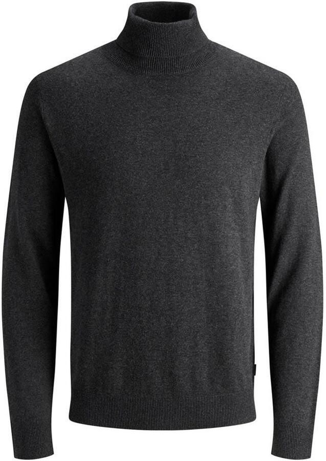 JACK & JONES ESSENTIALS fijngebreide coltrui JJEEMIL Dark Grey Melange - Foto 4