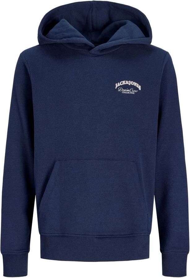 JACK & JONES JUNIOR rechtvallende hoodie met backprint donkerblauw - Foto 3