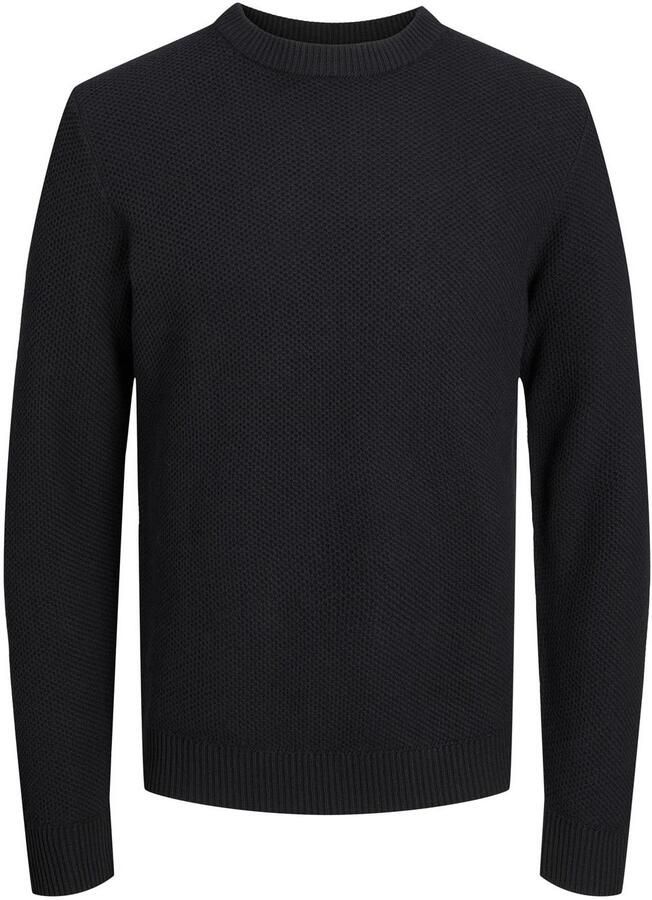 Jack & jones JUNIOR gebreide trui JORBRODY zwart Jongens Katoen Ronde hals 164