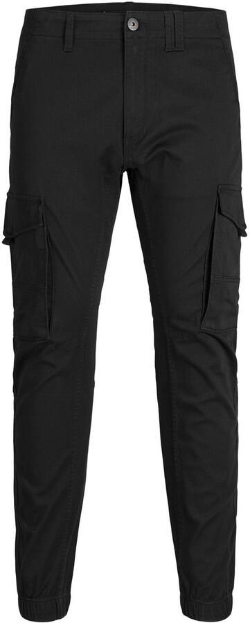 Jack & jones JUNIOR cargobroek JJIPAUL zwart Jongens Stretchkatoen Effen 152 - Foto 8