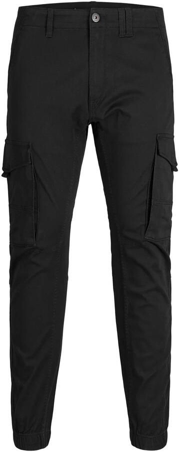 Jack & jones JUNIOR cargobroek JJIPAUL zwart Jongens Stretchkatoen Effen 128 - Foto 6
