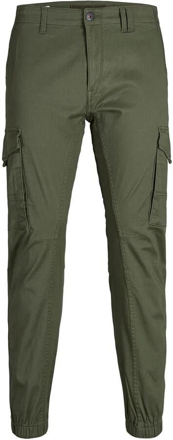 Jack & jones JUNIOR cargobroek JJIPAUL olijfgroen Jongens Stretchkatoen 176 - Foto 4
