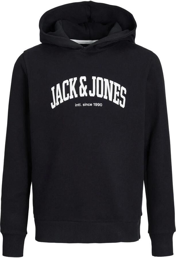 Jack & jones JUNIOR hoodie JJEJOSH met logo zwart Sweater Logo 140