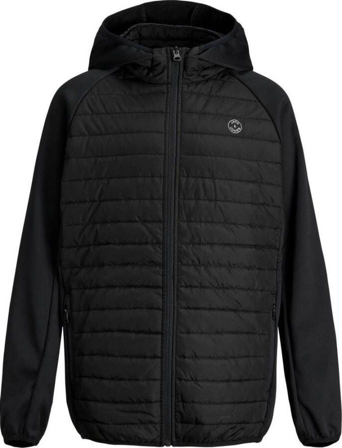 Jack & jones JUNIOR gewatteerde tussenjas JJEMULTI zwart Jongens Polyester Capuchon 128