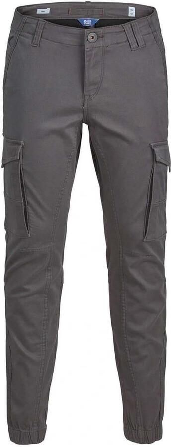 Jack & jones JUNIOR cargobroek JJIPAUL grijs Jongens Stretchkatoen Effen 134 - Foto 7
