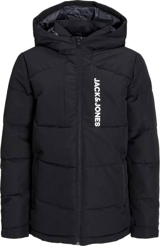 Jack & jones JUNIOR gewatteerde winterjas JCOOTIS zwart Jongens Polyester Capuchon 164