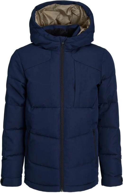 Jack & jones JUNIOR gewatteerde winterjas JCOOTIS donkerblauw Jongens Polyester Capuchon 176