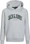 Jack & jones JUNIOR hoodie JJEJOSH met logo lichtgrijs melange Sweater 140 - Thumbnail 2