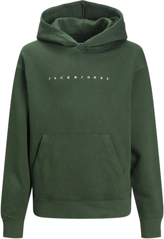 Jack & jones JUNIOR hoodie JJESTAR met logo donkergroen Sweater Logo 116