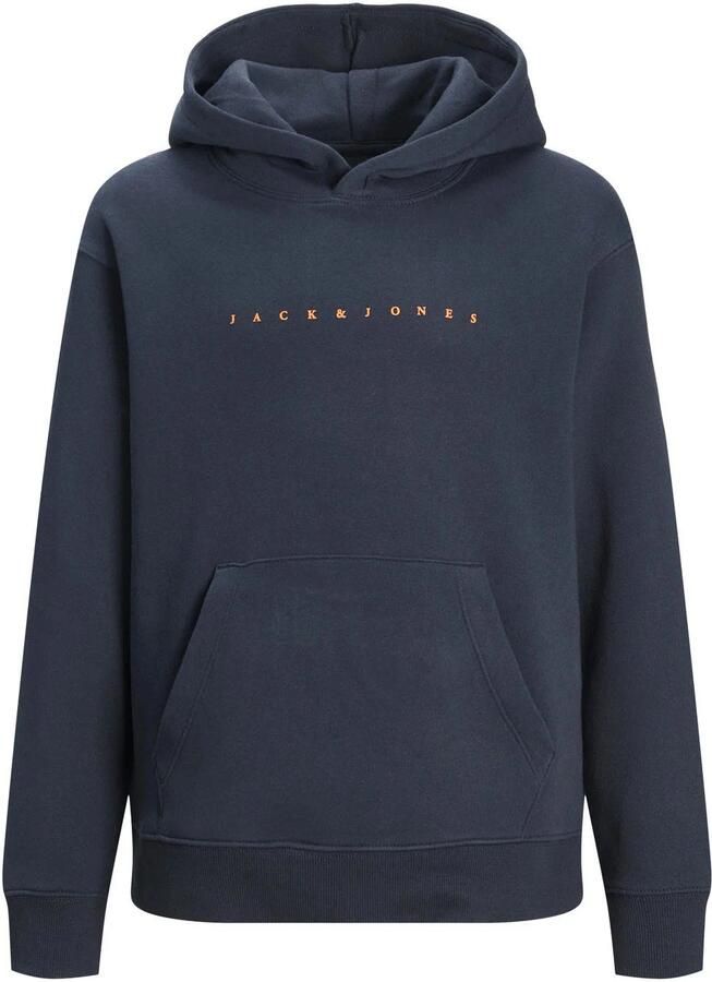 Jack & jones JUNIOR hoodie JJESTAR met logo donkerblauw Sweater Logo 176
