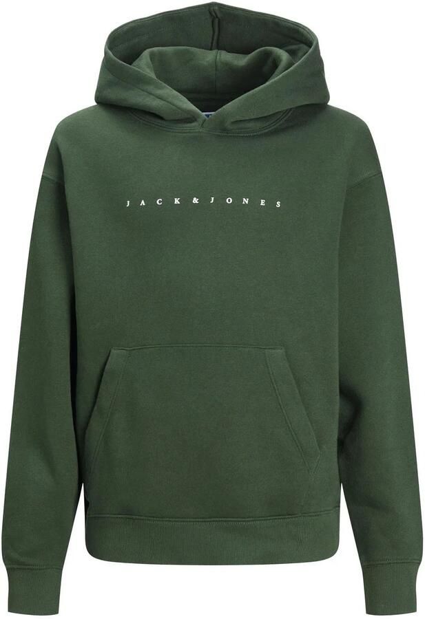 Jack & jones JUNIOR hoodie JJESTAR met logo donkergroen Sweater Logo 152