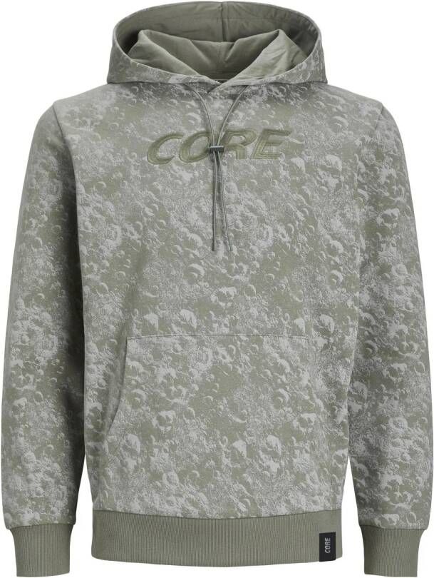 JACK & JONES CORE hoodie JCOAOP LUNER met all over print groen