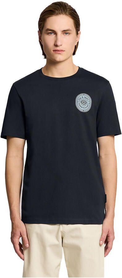 Lyle & Scott regular T-shirt met backprint donkerblauw - Foto 4