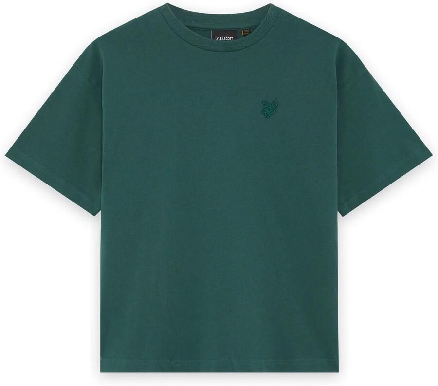 LYLE & SCOTT Polo's & T-shirts Heavy Weight Relaxed T-shirt Donkergroen - Foto 5