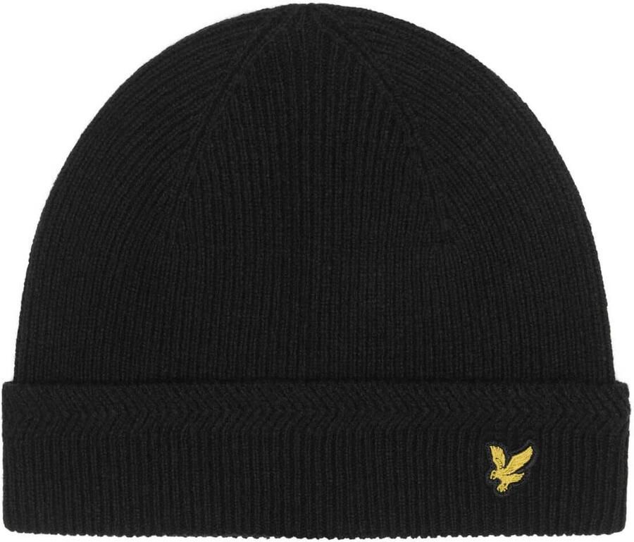 Lyle & Scott Racked Rib Unisex Hoed voor herfst en winter Zwart Unisex
