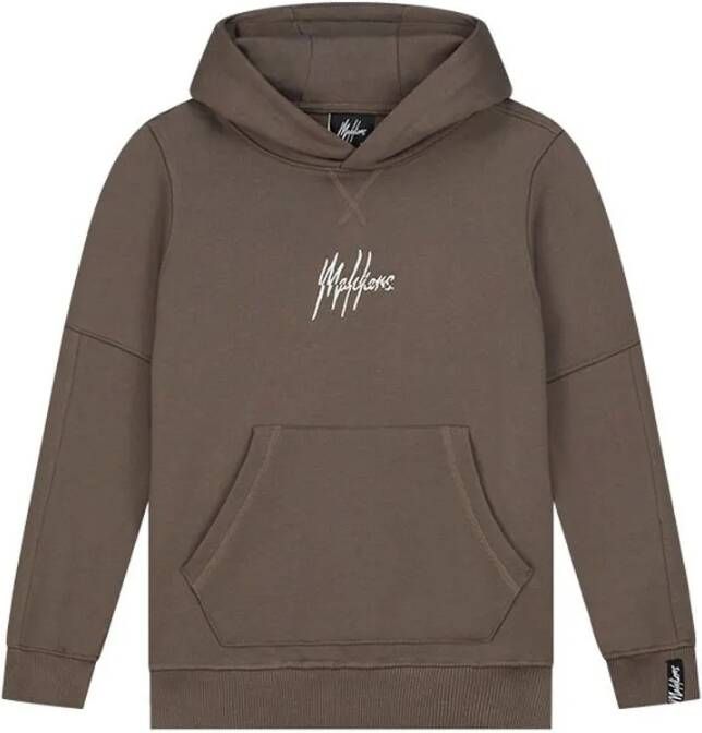 Malelions hoodie Split Essentials met backprint bruin beige Sweater Backprint 140