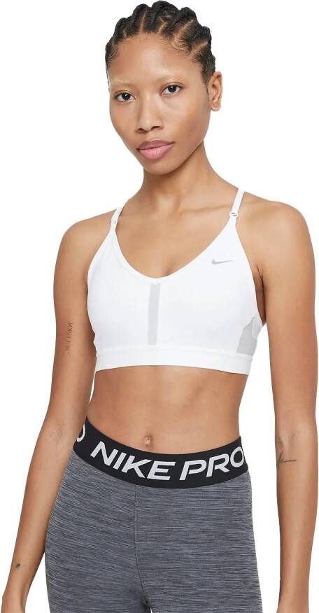 Nike Indy Padded sport-bh met V-hals en lichte ondersteuning Wit