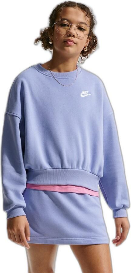Nike Club Fleece sweatshirt met ronde hals en recht design voor meisjes Paars - Foto 5