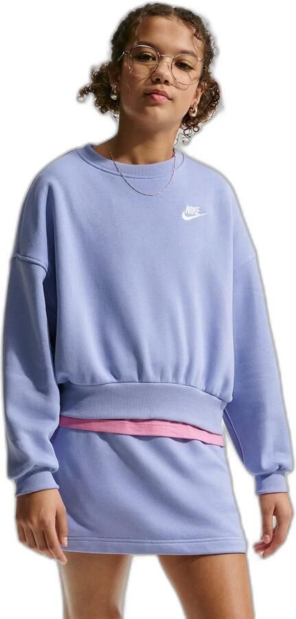 Nike Club Fleece sweatshirt met ronde hals en recht design voor meisjes Paars - Foto 5
