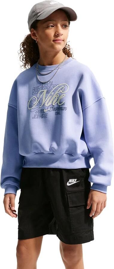 Nike Club Fleece recht sweatshirt met ronde hals voor meisjes Paars - Foto 5