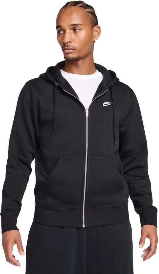 Nike Club fleecehoodie met rits voor heren Zwart - Foto 10