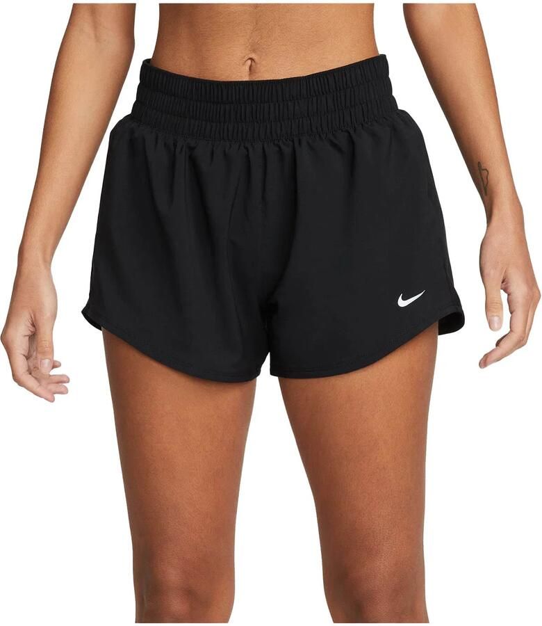 Nike One Dri-FIT damesshorts met halfhoge taille en binnenbroekje (8 cm) Zwart