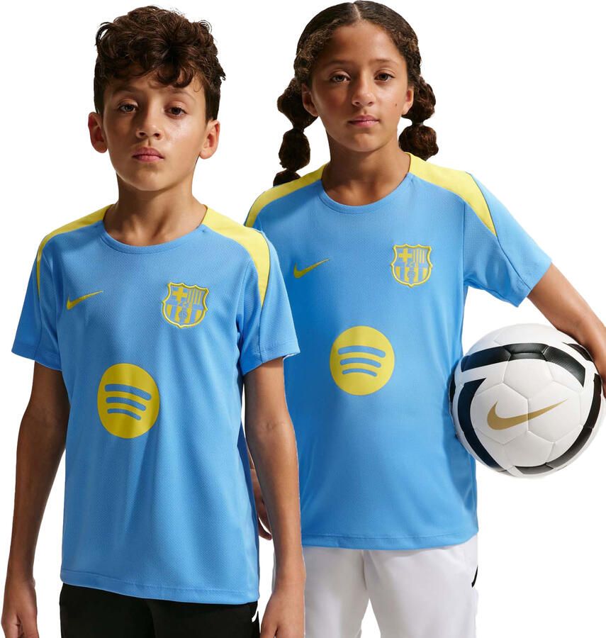 Nike FC Barcelona Strike Fourth voetbalshirt met korte mouwen en Dri-FIT voor kids Blauw