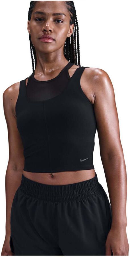 Nike One Fitted cropped tanktop met Dri-FIT voor dames Zwart - Foto 5