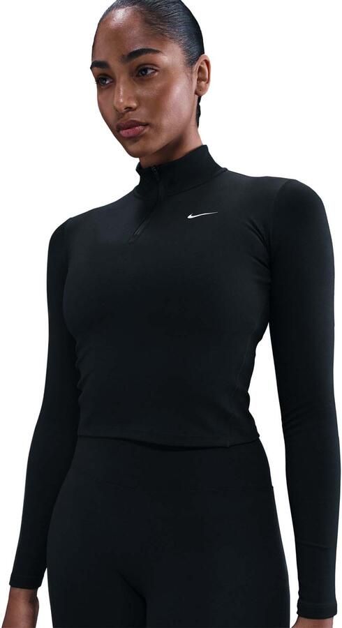 Nike One Fitted Dri-FIT tussenlaag met korte rits voor dames Zwart - Foto 5