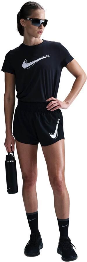 Nike One Dri-FIT hardloopshorts met halfhoge taille en binnenbroekje voor dames Zwart