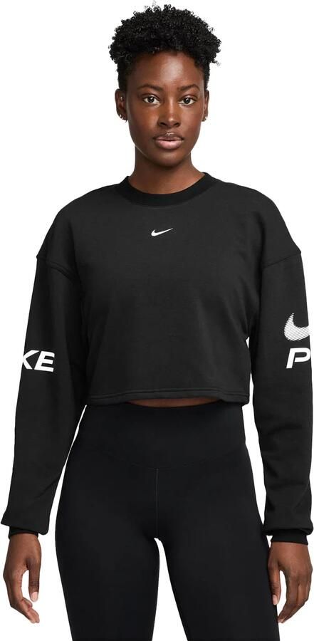 Nike Pro ruimvallend Dri-FIT sweatshirt met ronde hals van sweatstof Zwart - Foto 5