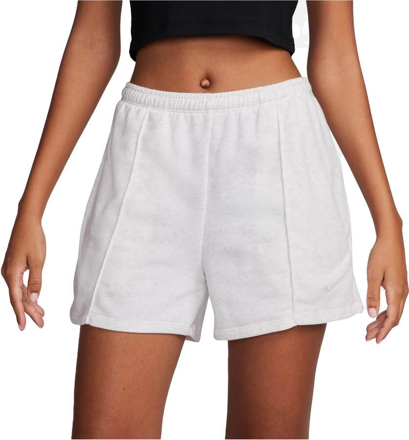 Nike Chill Terry shorts van sweatstof met halfhoge taille voor dames (10 cm) Bruin - Foto 5