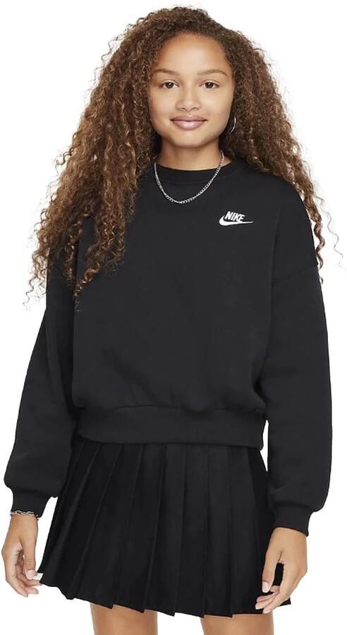 Nike Club Fleece sweatshirt met ronde hals en recht design voor meisjes Zwart - Foto 5
