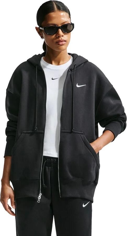 Nike Phoenix Fleece Oversized fleecehoodie met rits over de hele lengte voor dames Zwart - Foto 5