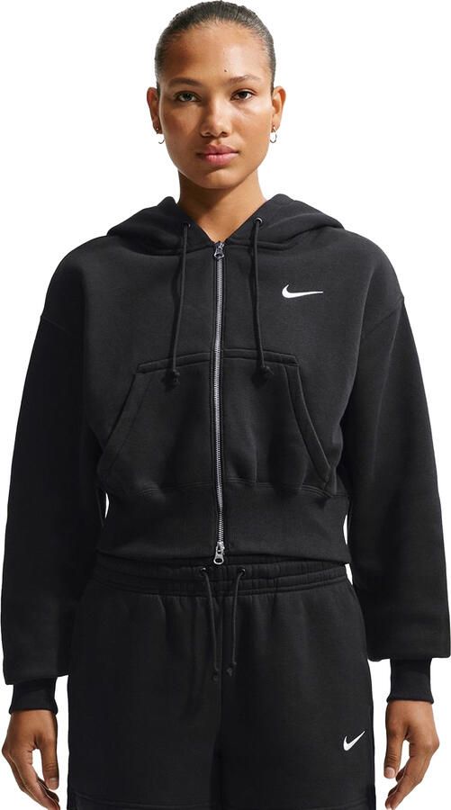 Nike Phoenix Fleece ruimvallende korte hoodie met rits over de hele lengte voor dames Zwart - Foto 5