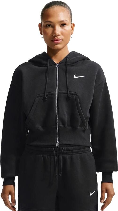 Nike Phoenix Fleece ruimvallende korte hoodie met rits over de hele lengte voor dames Zwart - Foto 5