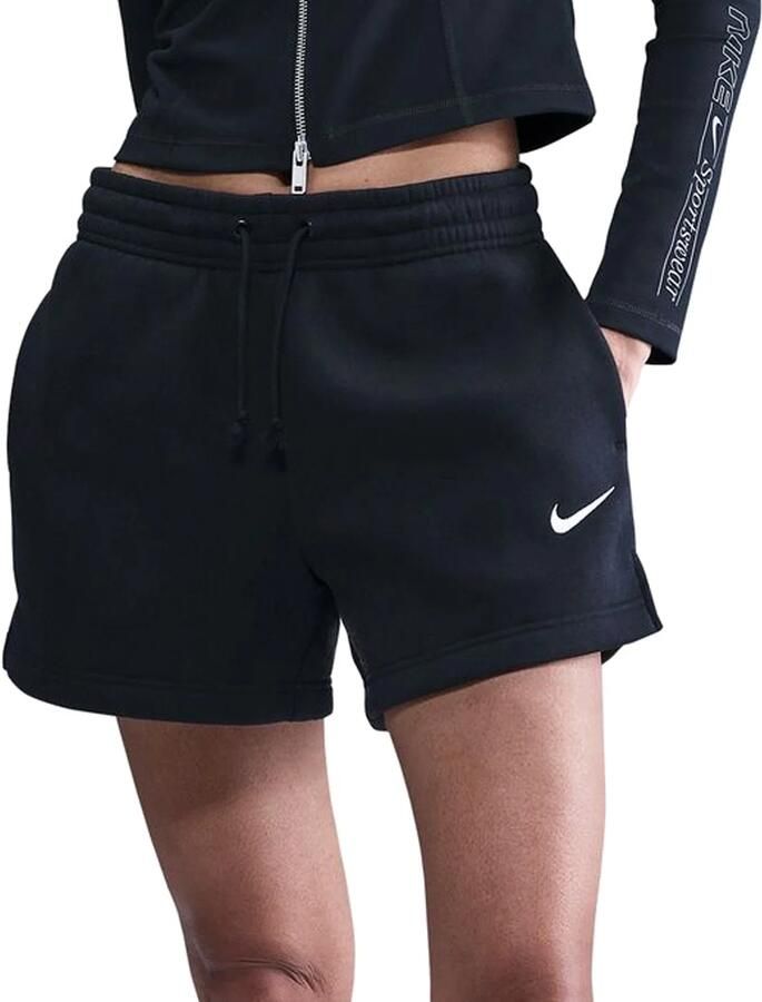 Nike Phoenix Fleece damesshorts met halfhoge taille (10 cm) Zwart
