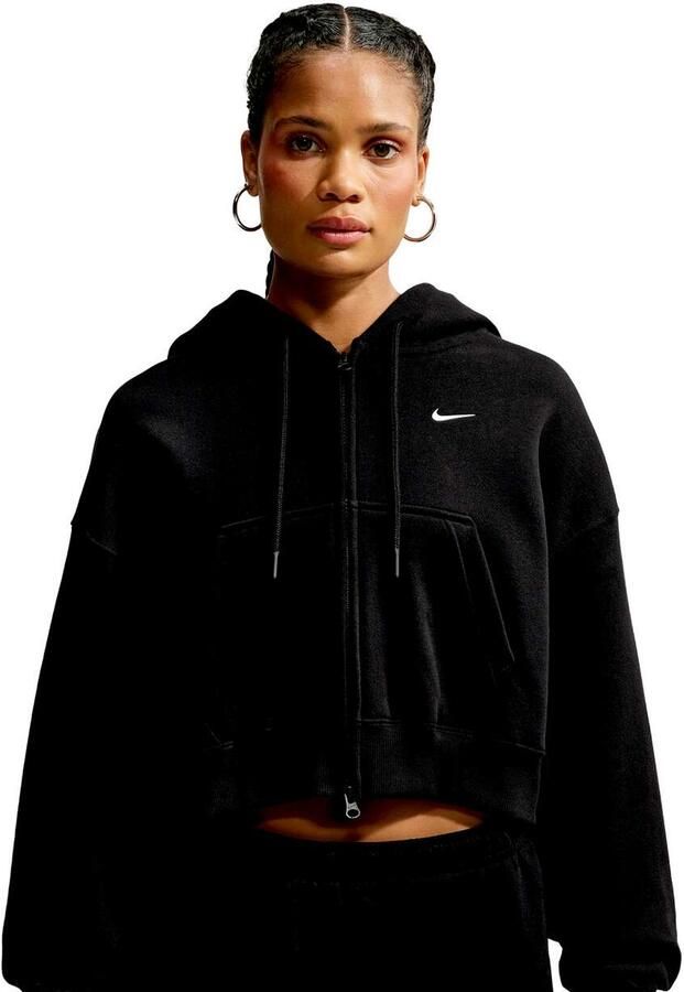 Nike Sportswear Studio Fleece Midweight Oversized Cropped Full Zip Hoodie Dames