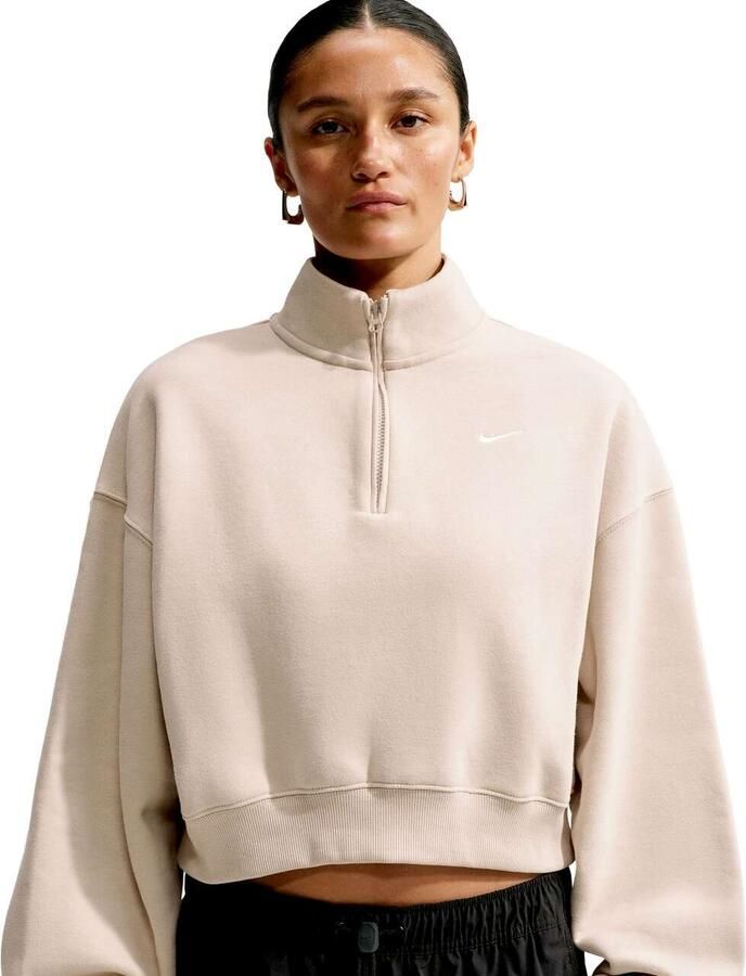 Nike Studio Fleece Midrise Oversized Cropped Quarter-zip Top